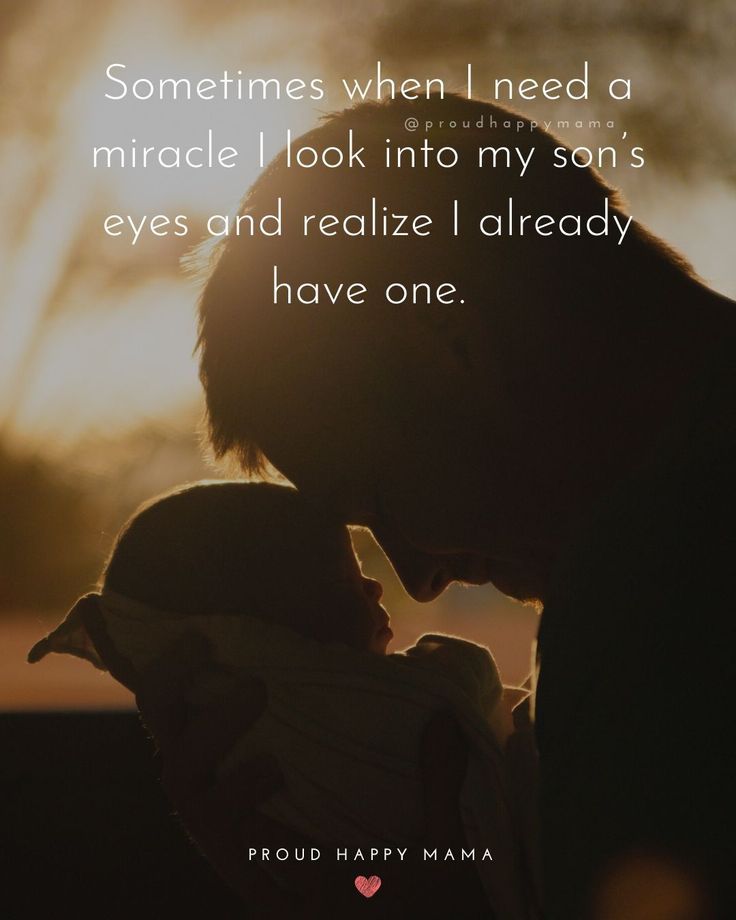 a man holding a baby in his arms with the sun setting behind him and text that reads, sometimes when i need a mirageble look into my son's eyes and