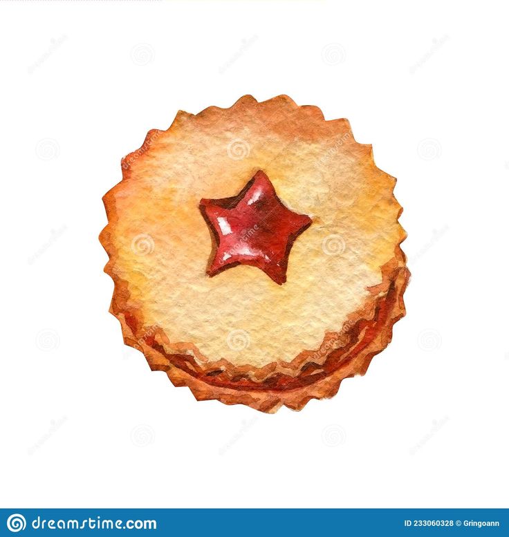 a watercolor drawing of a pie with a star on it's top and bottom