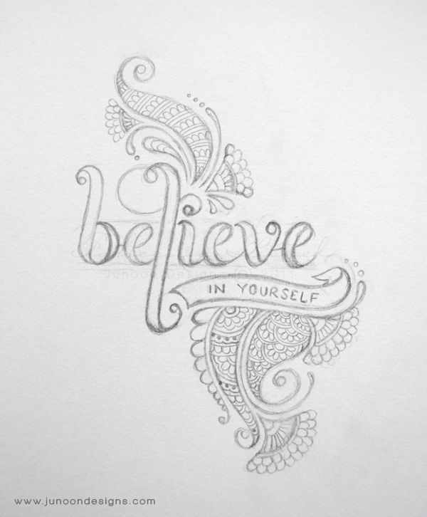 the words believe are written in cursive writing on white paper with paisley designs