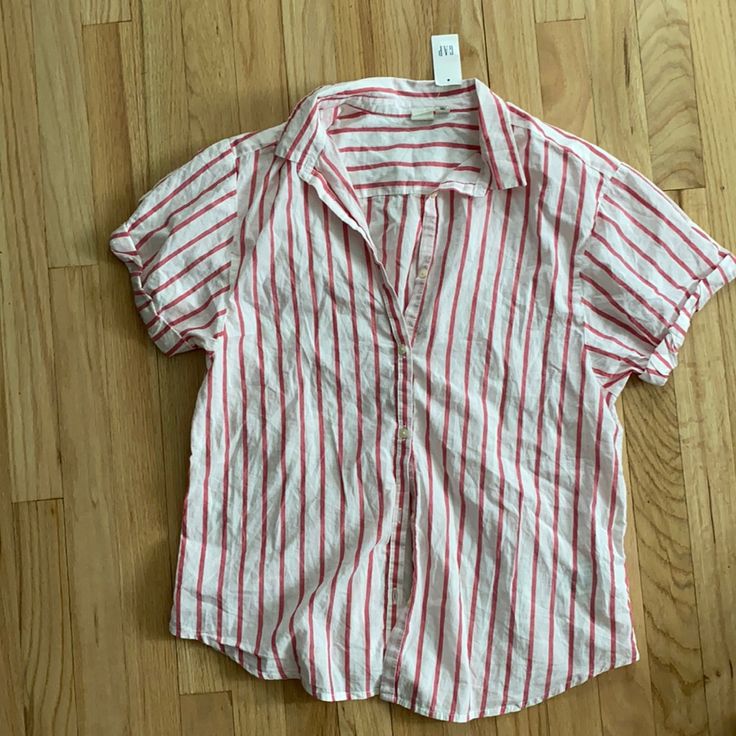 Size Small Very Light And Airy Beach Shirt Color Is Faded Red Stripes, The Color Is Appearing More Vibrant In Photos