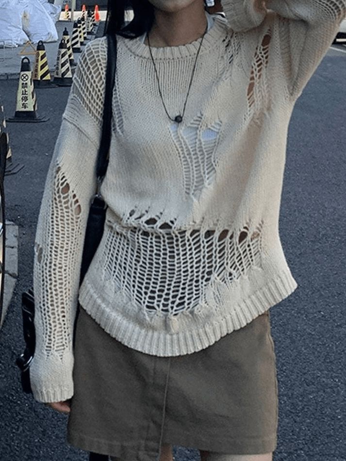 2023 Buy Distressed Crochet Knit Sweater under US$21 in Sweaters Online Store. Free Shipping with US$69+. Check reviews and buy it today. Style: Casual/Street/Vintage/Y2K/Vacation/Sweet Fabric Content: Polyester Blend #y2k #retro #aesthetic #fairy #grunge #grungefashion #vintage #vintagestyle #backtoschool #backtoschooloutfits #firstdayofschooloutfit #fall #fallfashion #winter #streetstyle #outfits #ootd #trendyoutfits #fashionista #casualoutfits #knitting #crochet #knit #longsleeve Distressed Crochet, Crochet Knit Sweater, Ripped Sweater, Distressed Sweaters, Aesthetic Women, Women Street, Sweaters Online, Beige Sweater, Sweaters Oversized