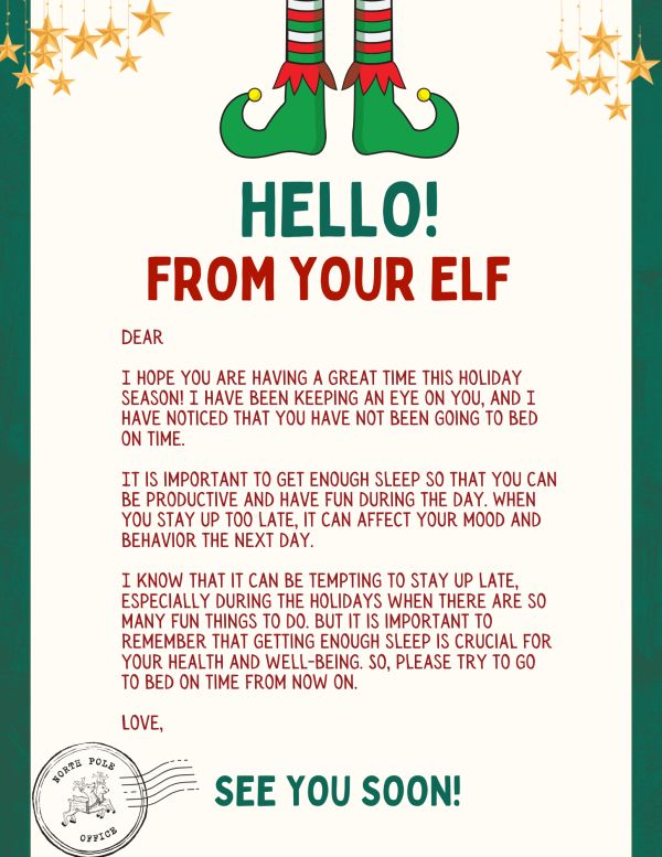 an elf's christmas wish card with the words hello from your elf