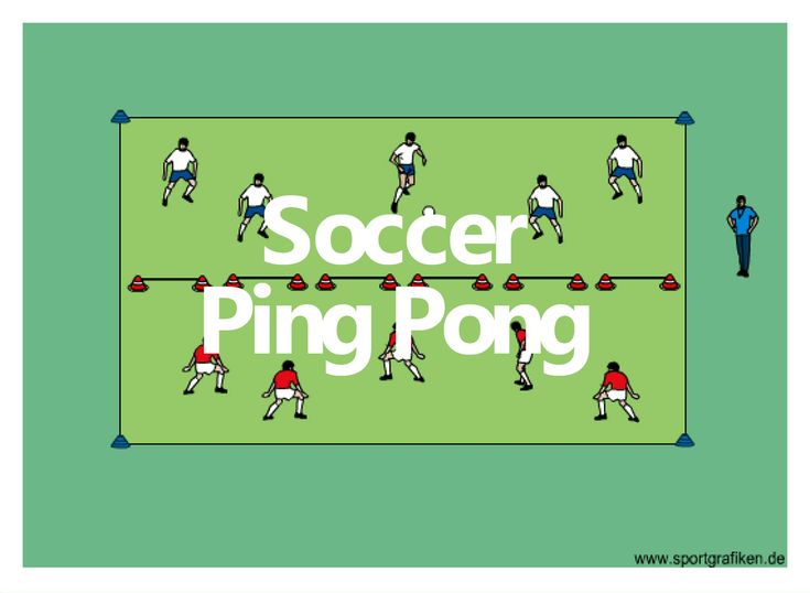 the words soccer ping pong on a green field