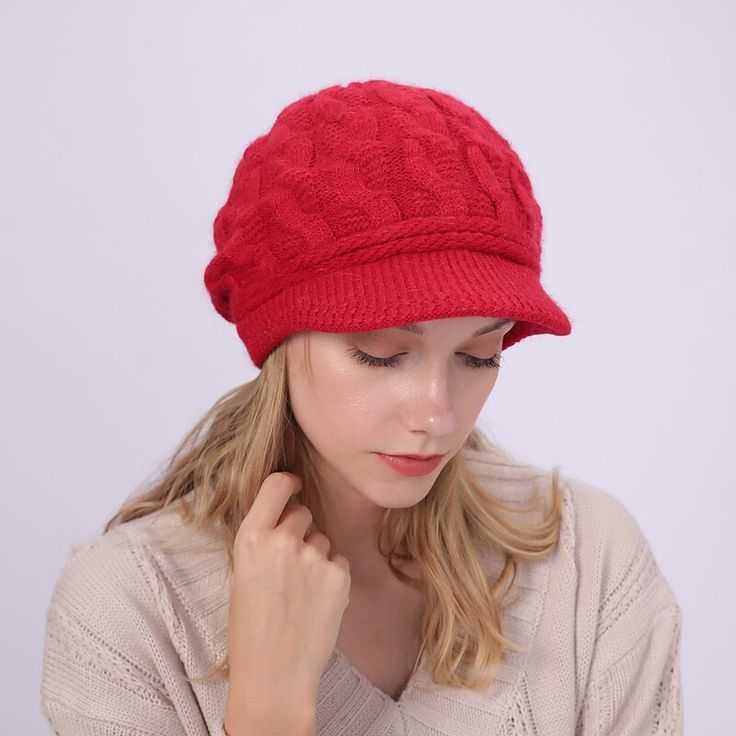 Season:Fall,Winter; Gender:Women's; Quantity:1 PC; Style:Retro,Simple Style; Occasion:Sports  Outdoor,Holiday,Daily; Material:Knit; Function:Casual / Daily; Pattern:Solid / Plain Color; Listing Date:06/20/2022; Type:Slouchy Beanie Hat Hair Towel Wrap, Knitted Beret, Slouchy Beanie Hat, Hat Beret, Cap Hats, Hair Towel, Beanie Cap, Ear Protection, Cap Dress