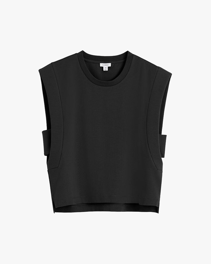 Cropped Tank | Cuyana Sporty Cotton Crew Neck Vest, Sporty Tops With Minimal Stretch For Layering, Everyday Sleeveless Tops With Minimal Stretch, Sporty Cotton Tank Top, Functional Stretch Tops For Everyday, Athleisure Tops With Minimal Stretch For Everyday, Everyday Athleisure Tops With Minimal Stretch, Sporty Stretch Tank Top For Layering, Everyday Functional Stretch Tops