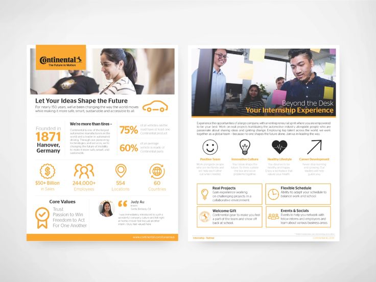 an orange and white brochure is shown with information about the company's benefits