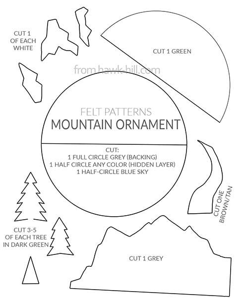 the mountain ornament is shown with instructions to make it