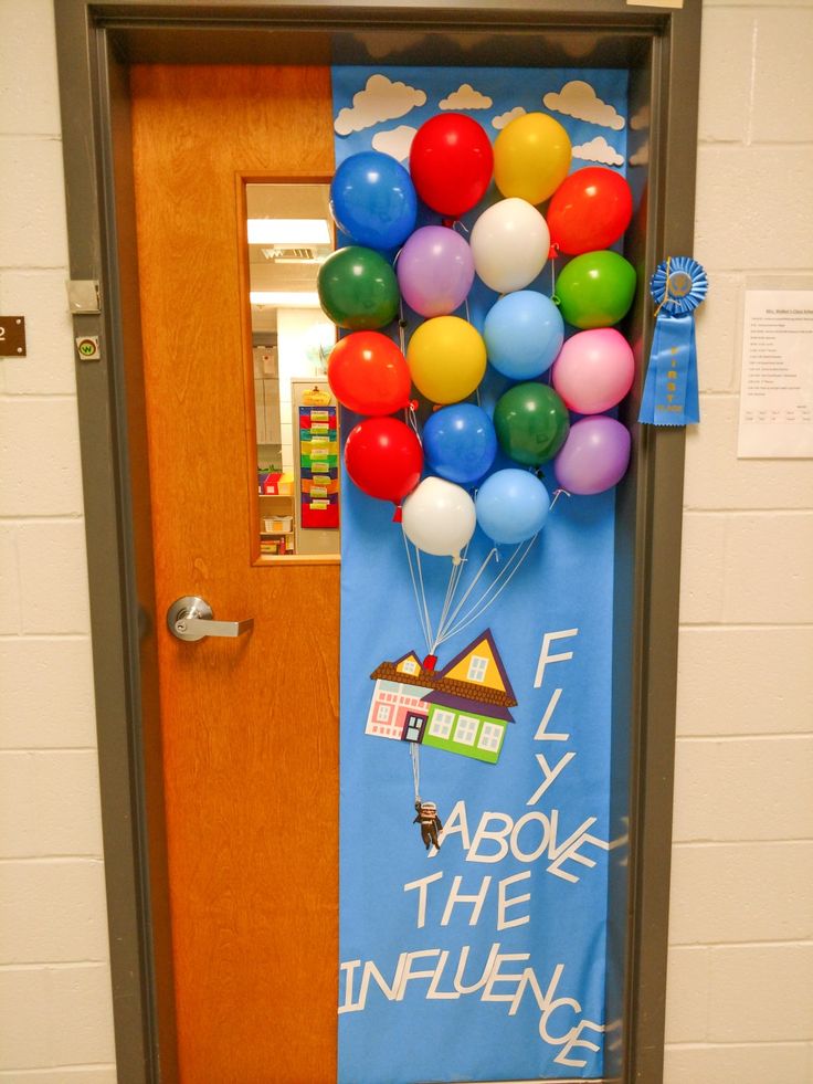 a door with balloons attached to it