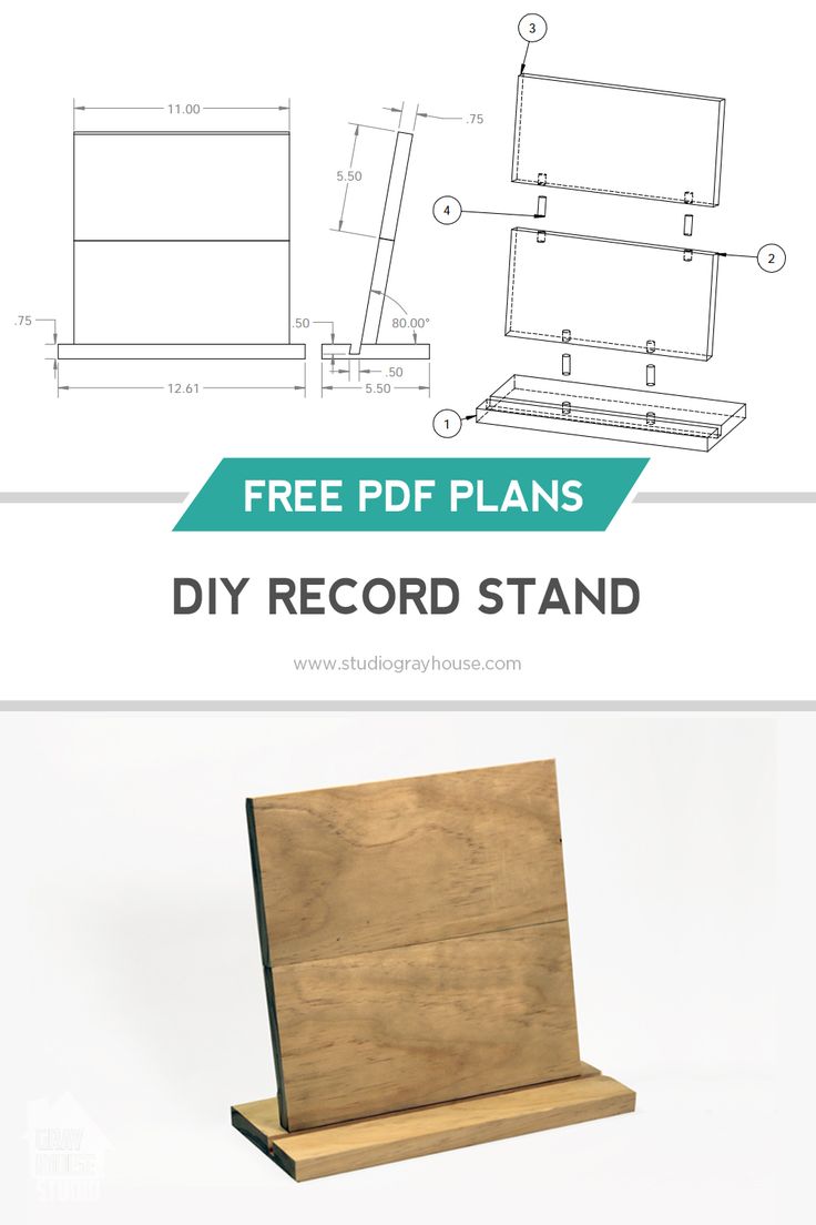 the diy record stand is made from wood and has a free printable plan