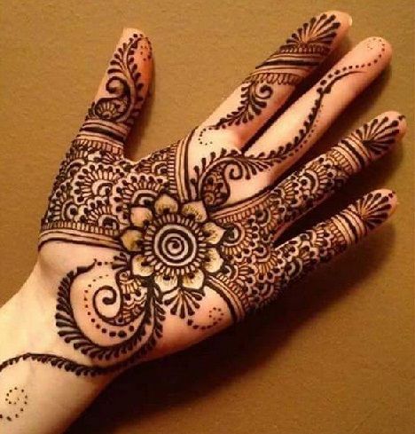 a hand with henna tattoos on it