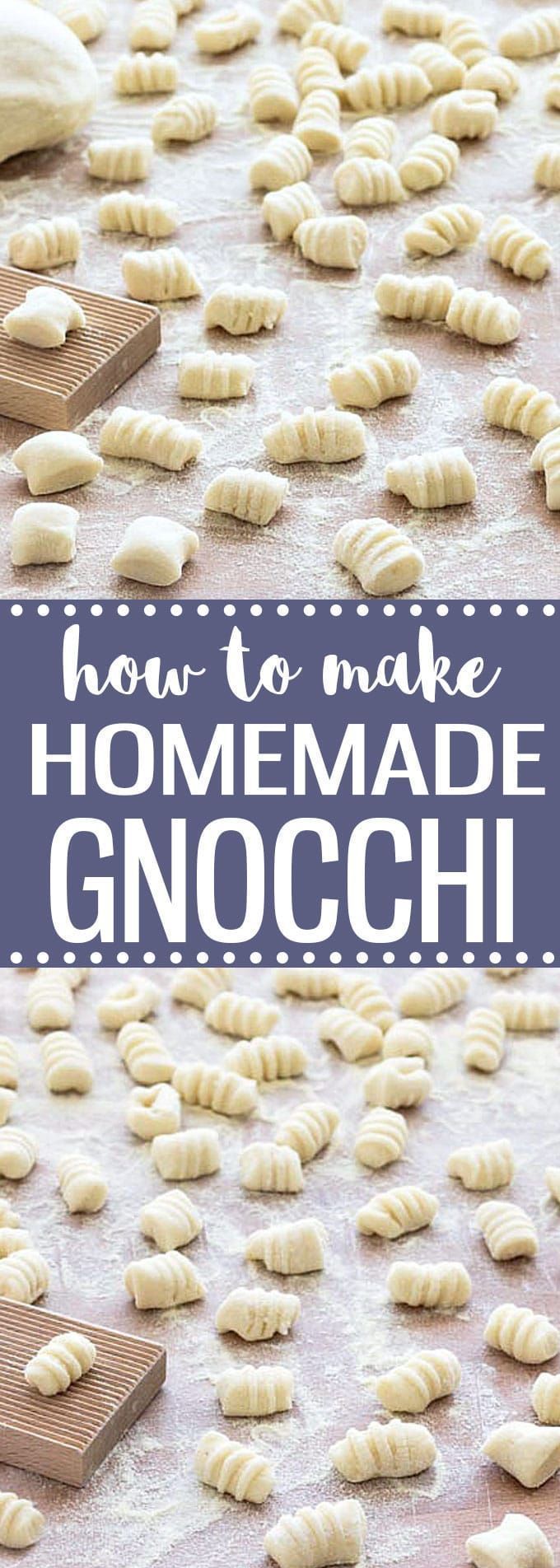 how to make homemade gnocchini on a baking sheet with text overlay