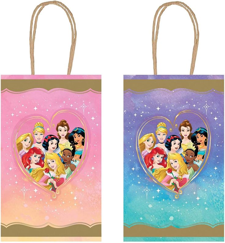 two bags with disney princesses on them