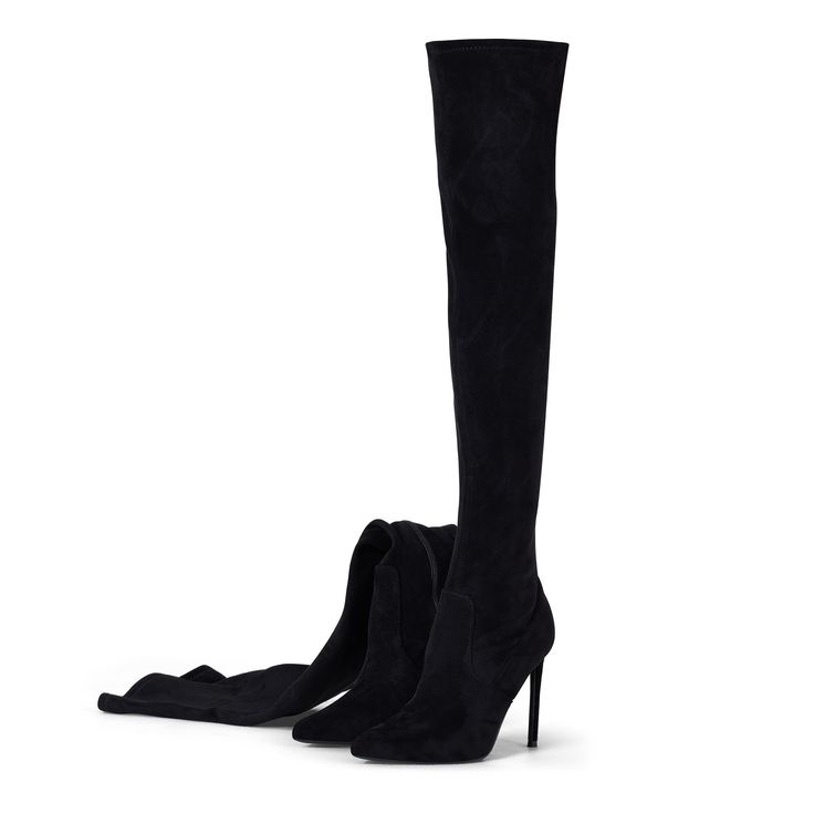 PRICES MAY VARY. Premium Design: Elevate your style with our over-the-knee boots featuring a towering 4.3” stiletto heel and a shaft height of 22.83”. Crafted with stretchy suede fabric, these boots offer a snug fit that adjusts to the shape and size of your legs, while the calf girth of 12.59” and top opening circumference of 15.35” ensure a comfortable yet secure wear. design side zipper allows for easy slipping in and out. Comfortable Fit:Experience all-day comfort with our thigh high boots' Fitted Knee-high Boots With 4-inch Heel, Fitted High Shaft Heeled Boots For Evening, Fitted Knee-high Heeled Boots With 4-inch Heel, Suede Over-the-knee Boots For Party, Tall Suede Knee-high Boots For Party, Knee-high Fitted Boots With 4-inch Heel, Suede Knee-high Boots For Party, Fitted High Heel Boots For Club, Elegant High Ankle Boots For Club