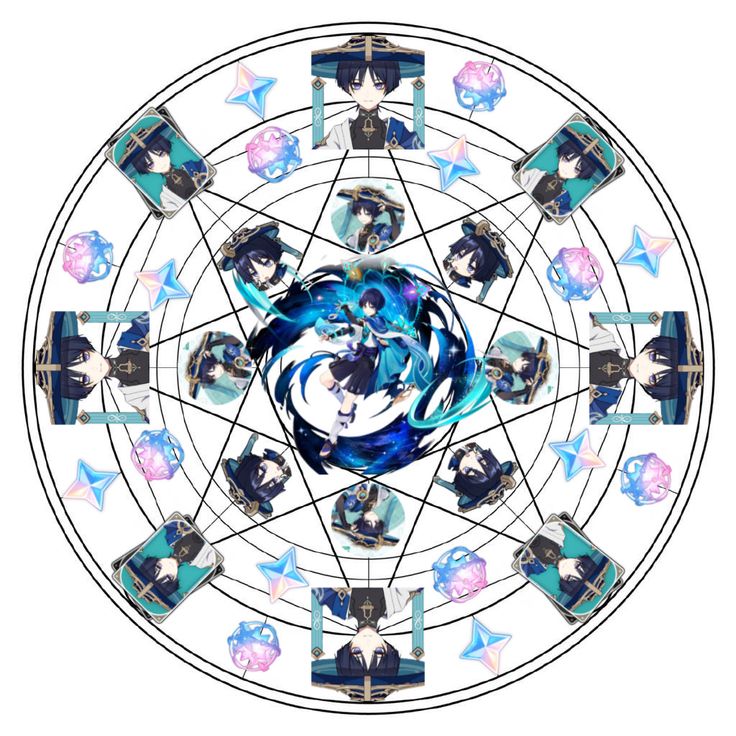 an image of a zodiac sign with many images in the center and stars around it