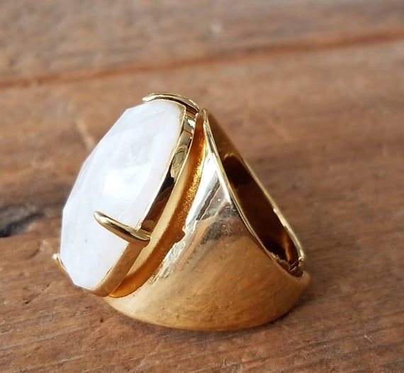 18K gold dipped, Open back, size 5,6,7, slightly adjustable, Elegant Gold Moonstone Ring With Large Stone, Adjustable Oval Gold Moonstone Ring, Adjustable Gold Oval Moonstone Ring, Adjustable Gold Crystal Ring With Large Stone, Gold Moonstone Ring, Lavender Blue, Spinner Rings, Gold Dipped, Moonstone Ring