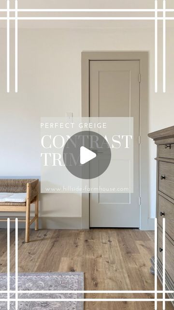 an empty room with white walls and wood floors is featured in the video titled perfect greige