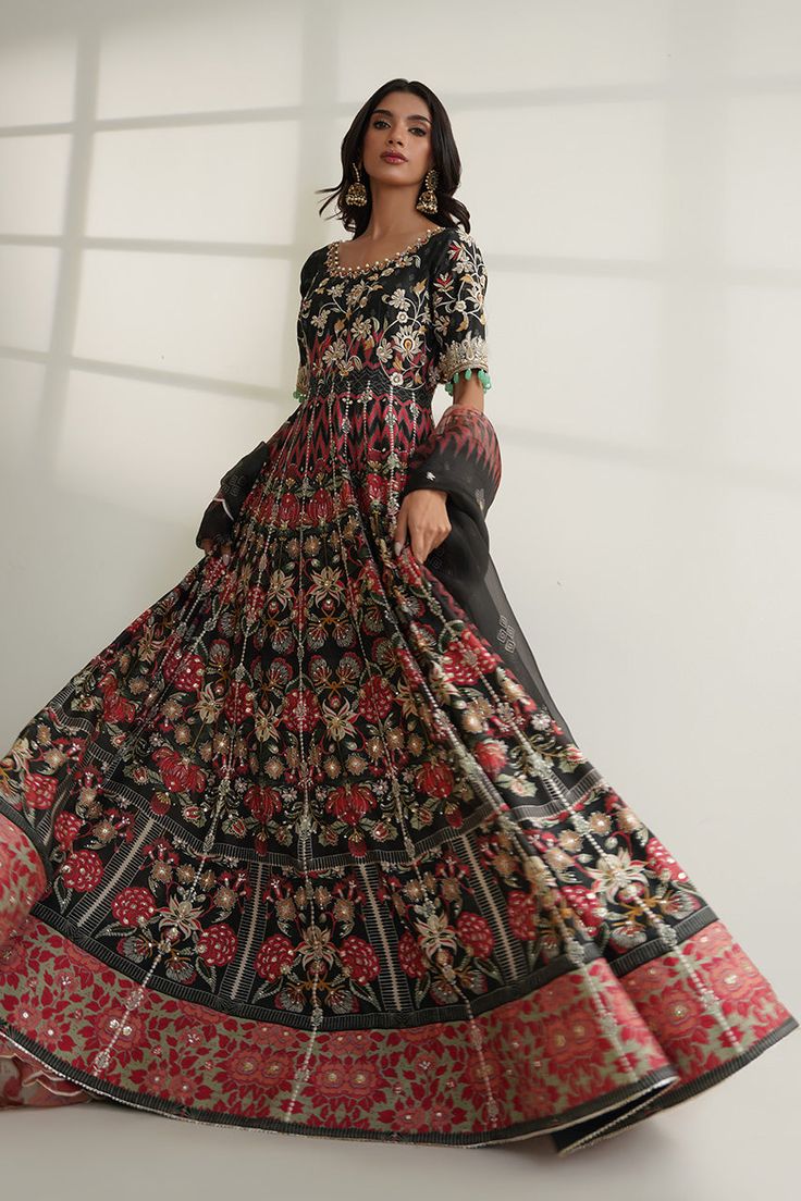 Azima Bohemian Anarkali Set With Printed Motifs For Parties, Reception Anarkali Set With Traditional Drape And Printed Motifs, Georgette Anarkali Set With Printed Motifs For Receptions, Bollywood Style Anarkali Set With Printed Motifs For Wedding, Floral Print Dupatta For Diwali Reception, Festive Digital Print Georgette Lehenga, Festival Georgette Lehenga With Digital Print, Festival Digital Print Georgette Lehenga, Multicolor Anarkali Set With Printed Motifs For Reception