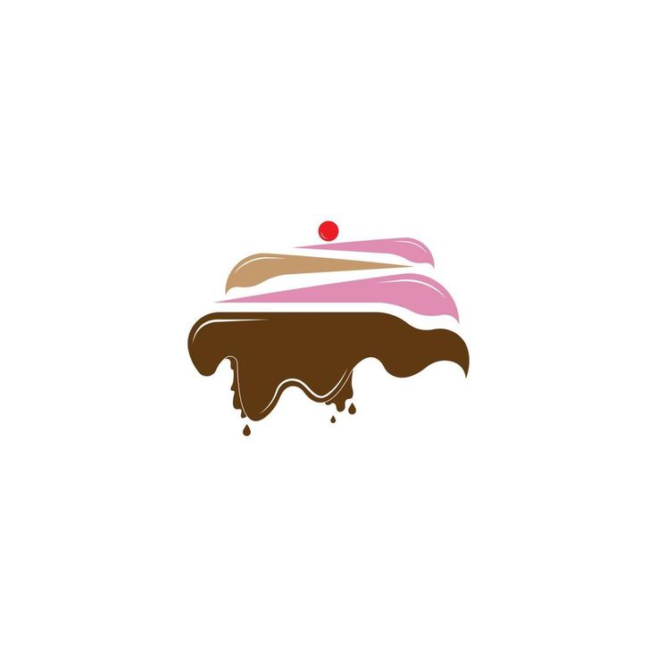 a piece of cake with chocolate icing and pink frosting on top, sitting in front of a white background