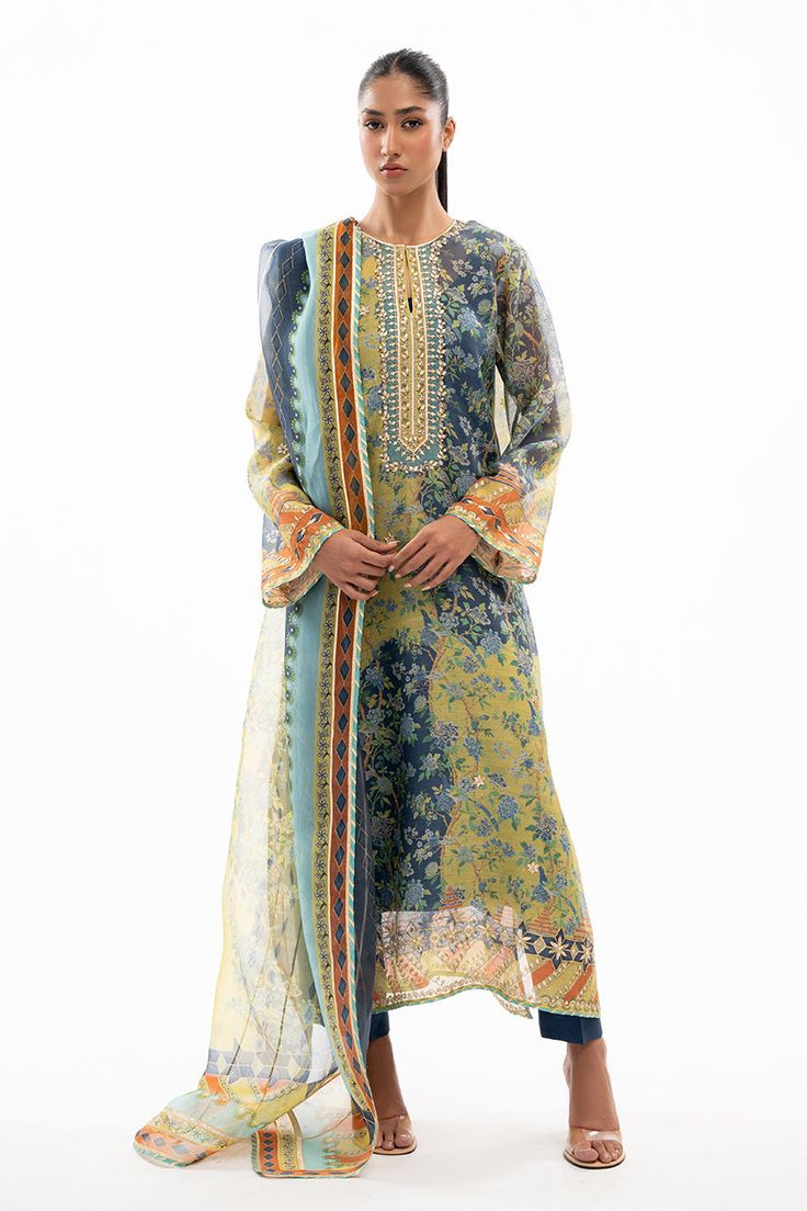 Ain Sania Maskatiya, Printed Organza, Gota Work, Designer Name, Website Features, Silk Trousers, Eid Collection, Organza Dupatta, Silk Dupatta