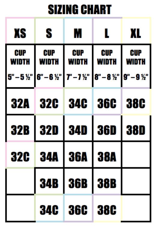 the sizing chart is shown in black and white, with numbers on each side