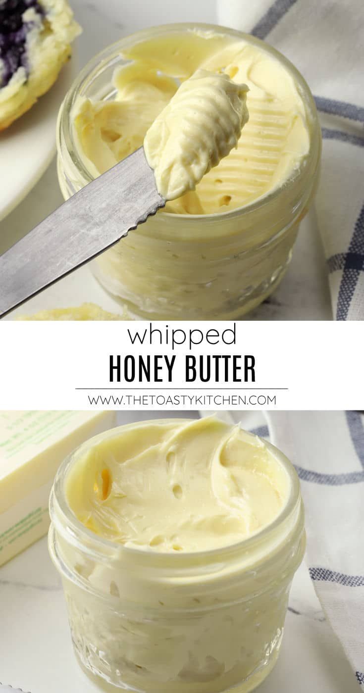 two images showing how to make whipped honey butter