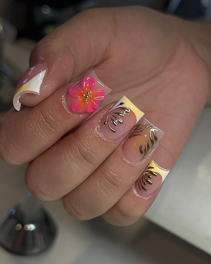 summer shorties 🌺🌞✨✨✨ • • • FOLLOW @relssnailss 4 MORE 🌺 #shortnails #shortnailart #shortnaildesigns #nailairbrush #nailart #airbrushnails… | Instagram Fashion Nails Short, Cute Simple Short Nail Designs, Simple Square Acrylic Nails, Short Acrylic Nails Summer, Shorties Acrylic Nails, Gel Nails Shape, Shorties Nails, Nails Short Square, Short French