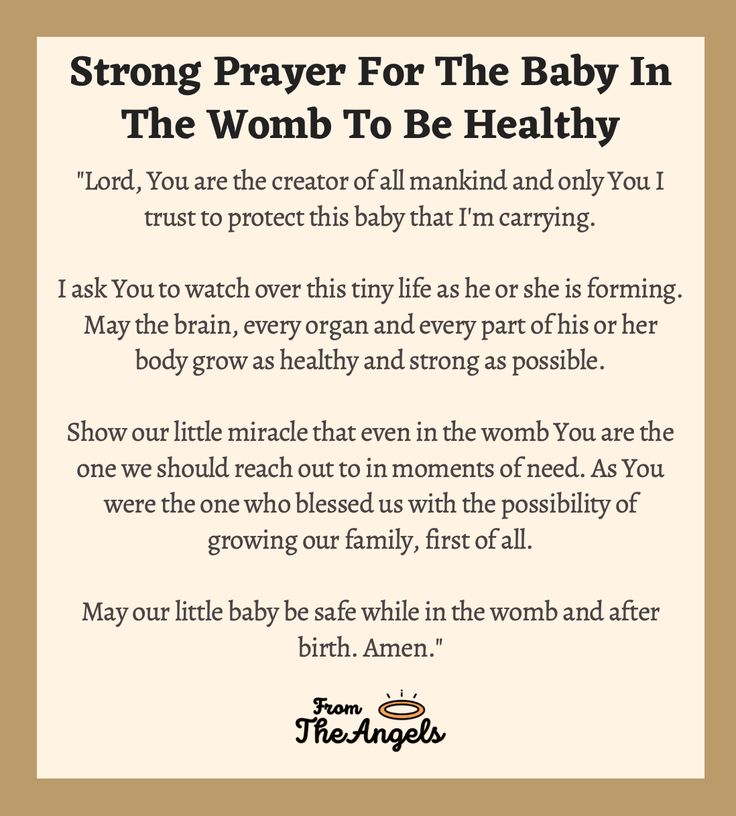 a prayer for the baby in the womb to be healthy, with an image of a