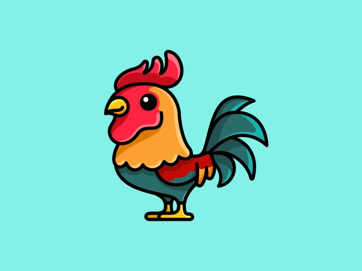 a colorful rooster standing on top of a blue background