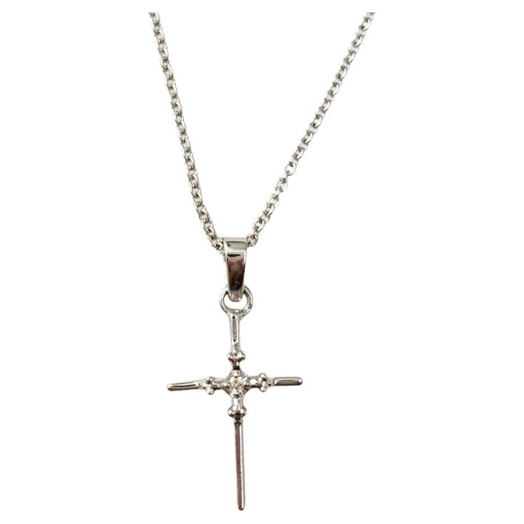 14K White Gold Diamond Cross Pendant Necklace - This beautiful diamond cross necklace features 1 round brilliant diamond. 1 round brilliant diamond totaling approx. 0.01ct. Total diamond weight approx. 0.01cts Diamond clarity - I1 Diamond color - H Chain Length: 18" Pendant size: approx. 19mm x 11mm 2.8 g / 1.8 dwt Stamped: RCI 14K INDONESIA Very good preowned condition. Just polished by our jeweler.  Will be shipped priority mail with insurance in a gift box. AD2/5/2024/17KCS Diamond Cross Necklace, Diamond Cross Pendants, Diamond Cross, Cross Pendant Necklace, Brilliant Diamond, Diamond Clarity, White Gold Diamonds, Cross Pendant, Round Brilliant