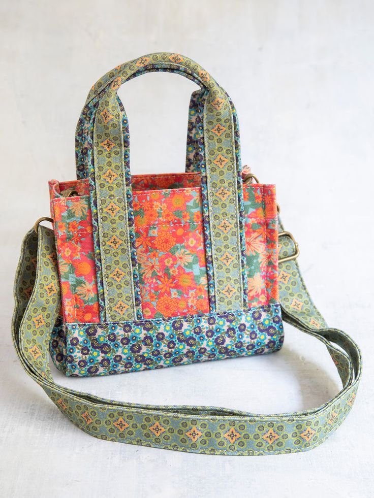 Crossbody Tote Bag Pattern, Don Pedro, Boho Prints, Floral Tote Bag, Cute Purse, Canvas Purse, Boho Purses, Small Tote Bag, Boho Accessories