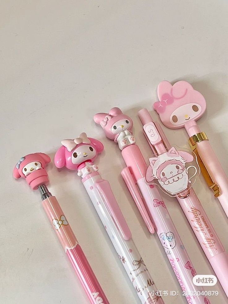 several different types of pens with hello kitty on them