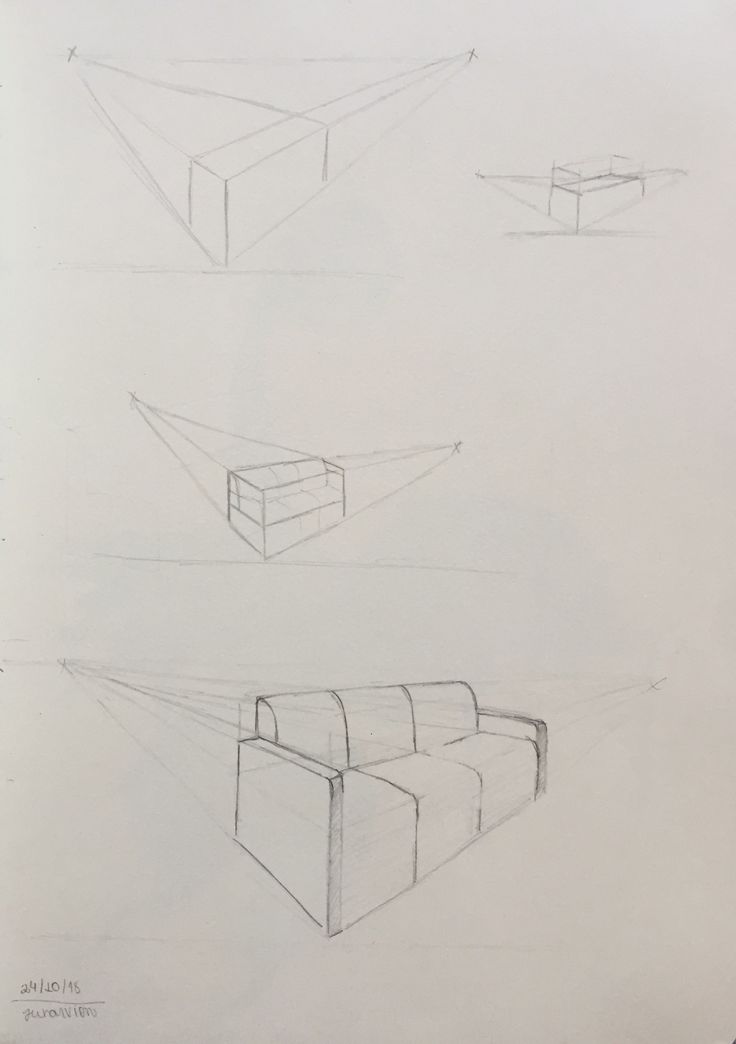 three drawings of different shapes and sizes of furniture