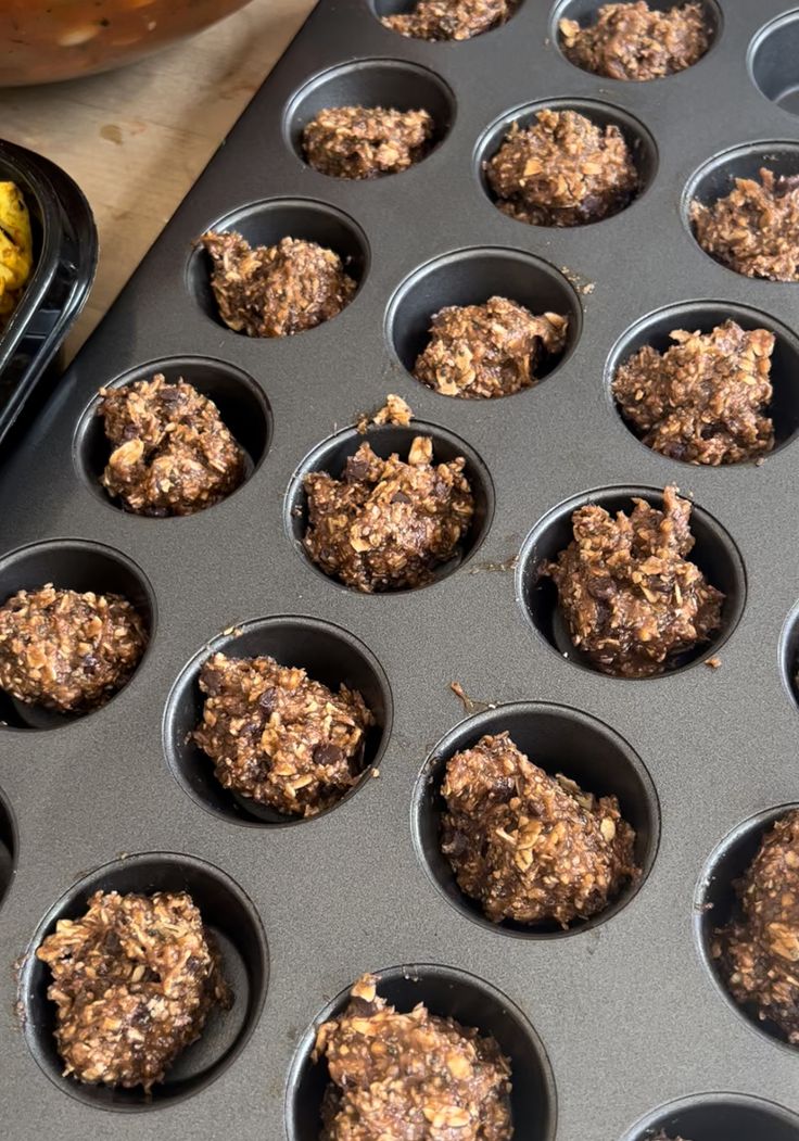 the muffins are ready to be baked in the oven and put into the cupcake tins