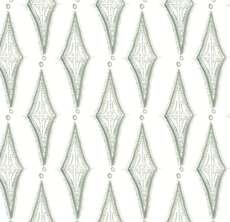 a white and green wallpaper with an intricate design