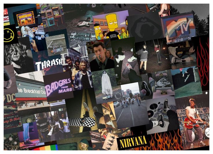 a collage of various images with the words nirvana on them