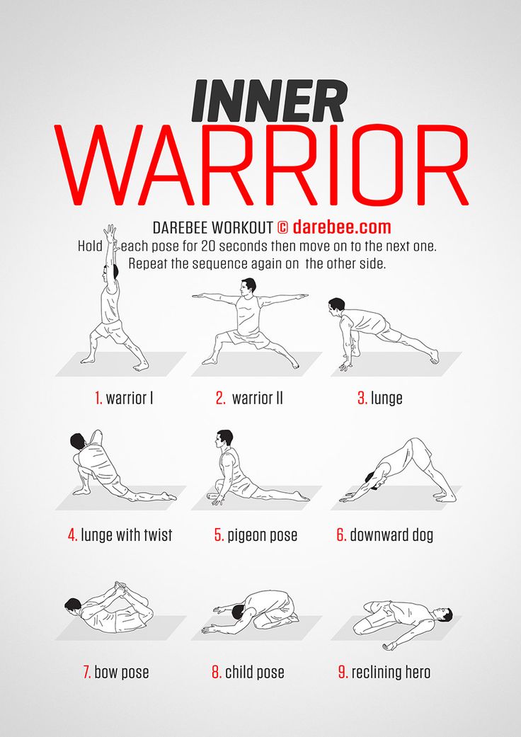 an info poster showing how to do the inner warrior yoga pose with instructions for beginners