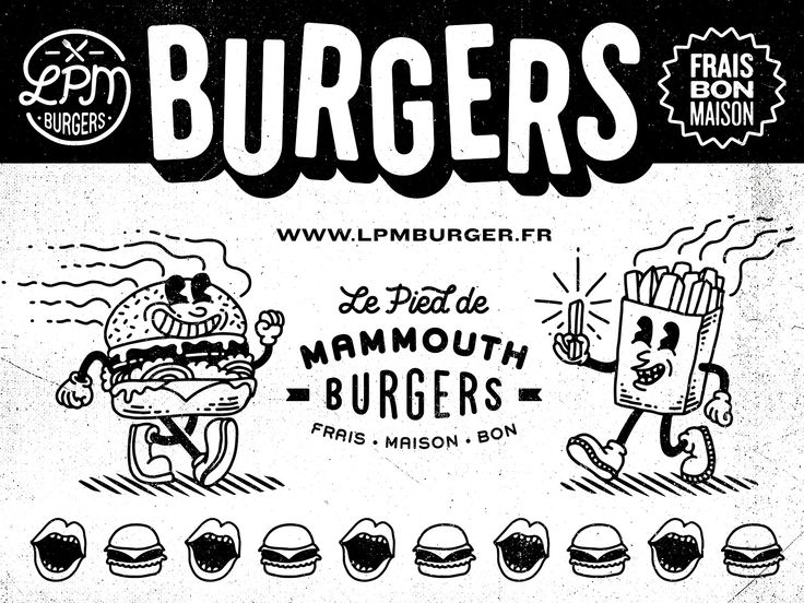 an advertisement for burgers with cartoon characters