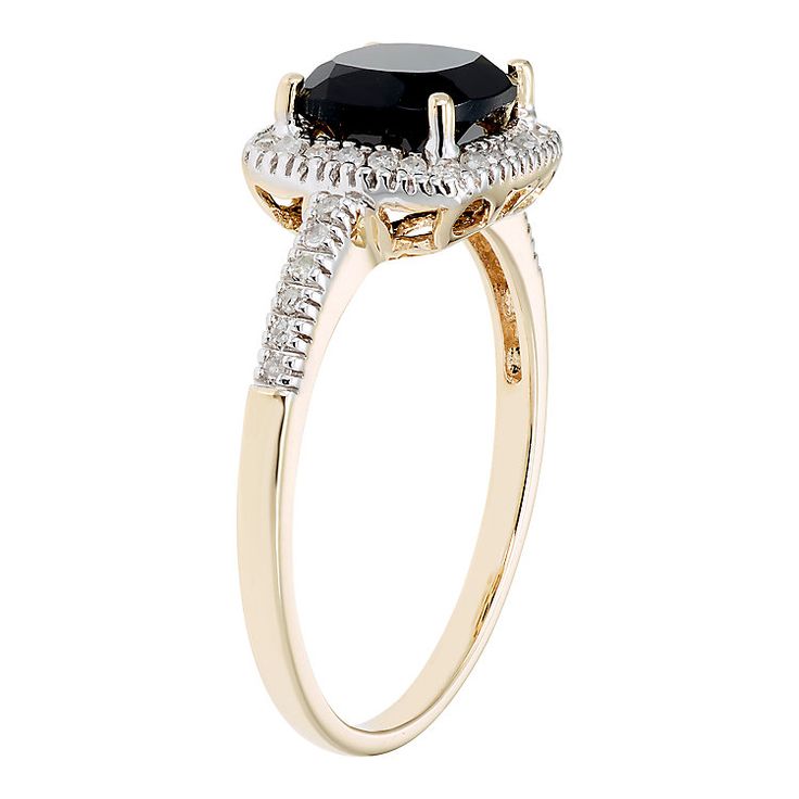 Onyx 10K Gold & 1/5 Carat T.W. Diamond Frame Ring | Kohls Classic Ruby Ring With Halo Setting For Promise, Classic Halo Ruby Promise Ring, Classic Sapphire Ring With Diamond Accents For Promise, Classic 14k Gold Sapphire Ring With Halo Design, Classic Promise Birthstone Ring With Polished Finish, Classic Halo Ring For Promise Occasion, Classic Polished Finish Halo Ring For Anniversary, Classic Ruby Ring With Halo Design For Promise, Classic Halo Design Birthstone Ring For Formal Occasions