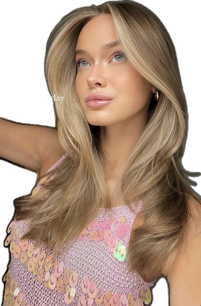 Hombre Hair Brown To Blonde, Brown To Blonde One Session, Light Carmel Brown Hair Color, Neutral Level 8 Hair Color, Trending Blonde Hair Color 2023, Milk Tea Hair With Money Piece, Old Money Bronde Balayage, Cool Bronze Hair, Ella Mcfadin Hair