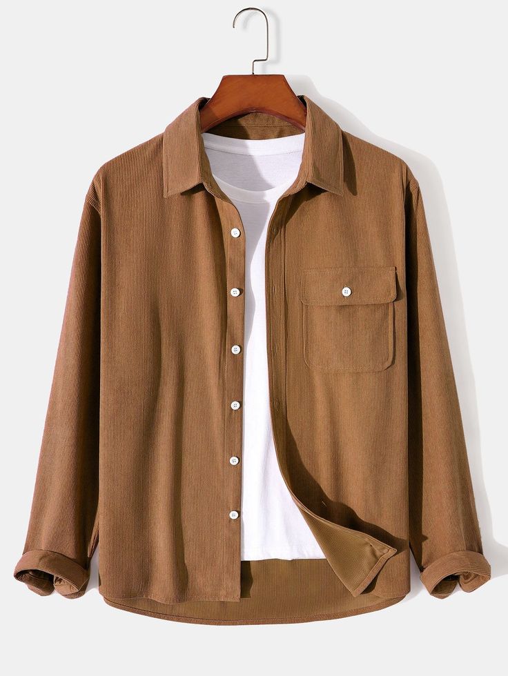 Material:PolyesterPackage included:1*Shirt. Corduroy Shirt, Flap Pocket, Long Sleeve