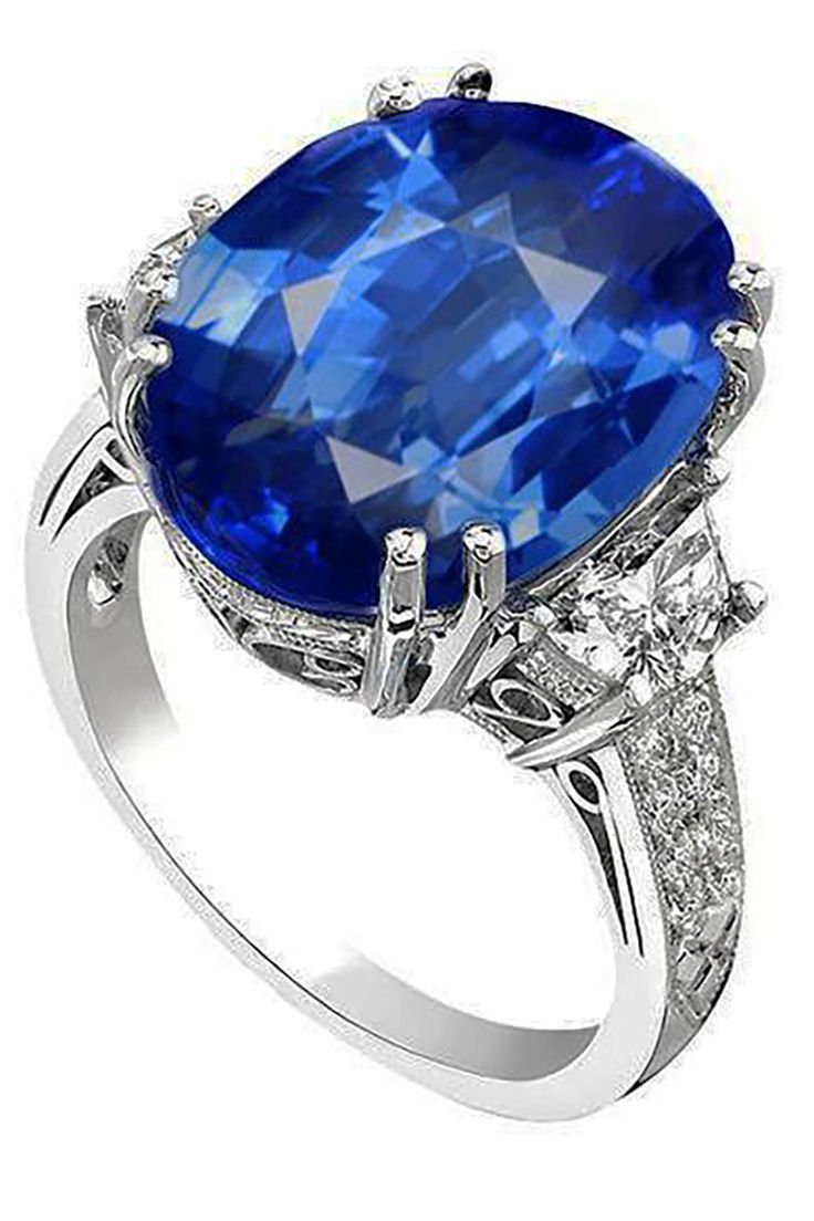 METAL SPECIFICATIONS White Gold 14K STONE SPECIFICATIONS Stone Name : Blue Sapphire and Diamond Stone Cut : Oval and Round Stone Details : There is one oval cut blue sapphire in the center approx. 2 carats and round diamonds on the sides approx. 1 carat. Natural earth mined stones. Color : Blue/G Clarity : AAA/SI1 Sapphire Treatment : Heated Total : Approx. 3 carats RING SPECIFICATIONS Appraised Value : $21348.00 Ring Size : 6.5 (Can ship in any size you want) 3 Carat Ring, Blue Crochet, Golden Ring, Blue Sapphire Diamond, Diamond Anniversary Rings, Pretty Rings, 3 Carat, Natural Earth, Anniversary Ring