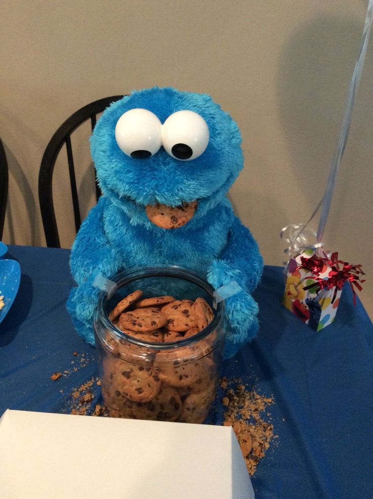 the cookie monster is ready to eat his cookies