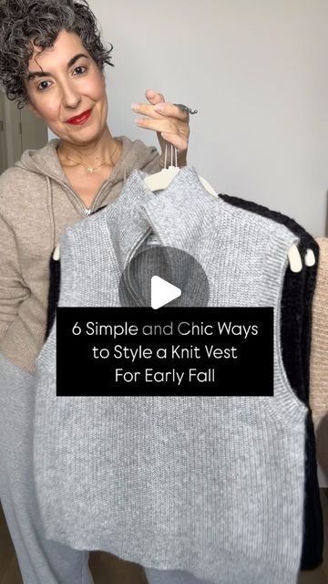 GRAZIA | DAILY STYLE INSPO on Instagram: "6 SIMPLE & CHIC WAYS TO STYLE A KNIT VEST FOR EARLY FALL 🤍 // By request! Knit vests are everywhere this season and they’re perfect for when the weather can’t decide what it wants to do. I love how versatile they are and will layer over so many different things. They’ll give you just a touch of coziness without feeling like you’re going to overheat. And if it’s still warm where you live, they look just as chic worn as a top! . I’ll link everything I can and similar in LTK! 🤗 . Tan Vest: @catherine_malandrino for @kohls  Grey Vest: @ninewest for @kohls  Black Vest: @amazonfashion  . #knitvest #waystowear #vests #outfitideas #styleideas #earlyfall" Knit Vest Fall Outfit, Cashmere Vest Outfit, Women Sweater Vest Outfit, Grey Knit Vest Outfit, How To Wear Vests Women, Gray Sweater Vest Outfit, Styling Vests Women, Sweater Vest Over Dress, How To Wear A Sweater Vest