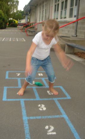 "For kids, it feels good to move, and when it feels good, they want to do it over and over again... just as the rules of Hopscotch require." Sidewalk Chalk Paint, Zumba Kids, Gross Motor Activities, Movement Activities, Early Childhood Development, Childhood Development, Sidewalk Chalk, Gross Motor Skills, Gross Motor