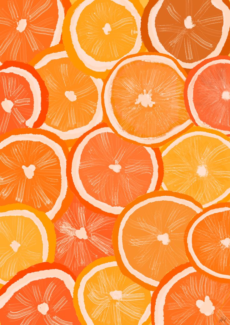 an orange and grapefruit pattern is featured in this image