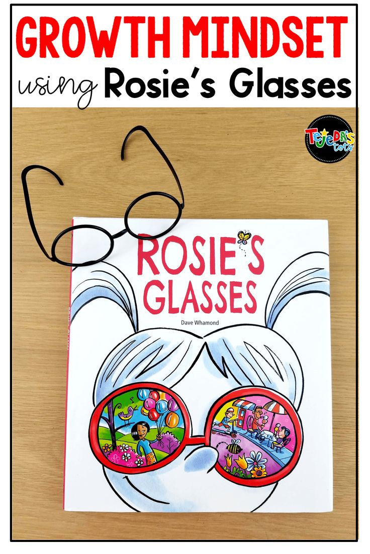 a close up of a book on a table with text reading growth minds using rose's glasses