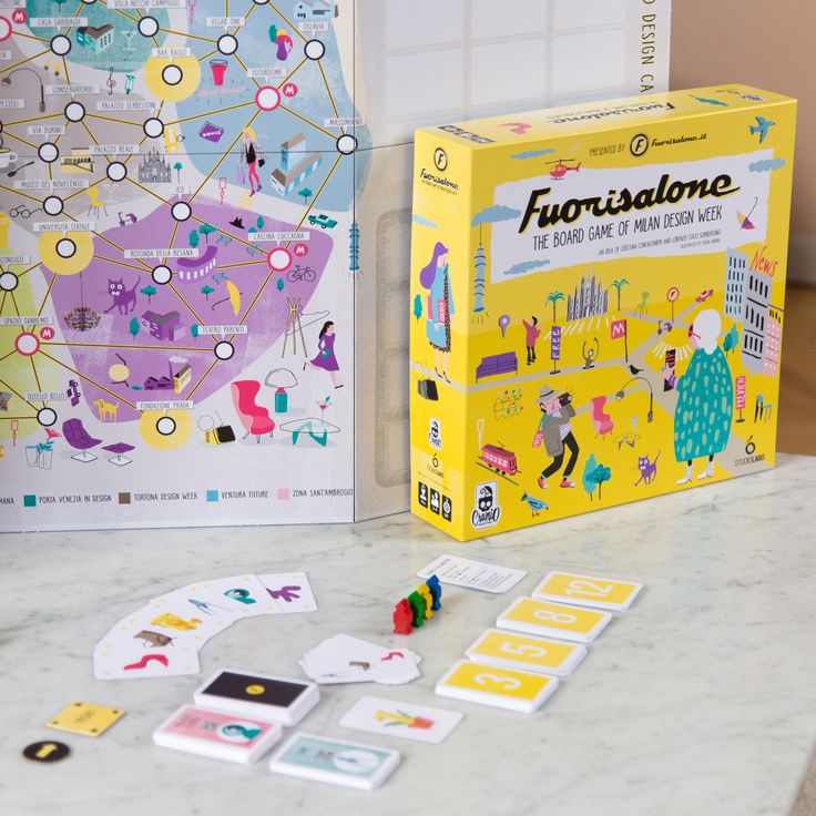 a board game sitting on top of a table next to a box and some cards