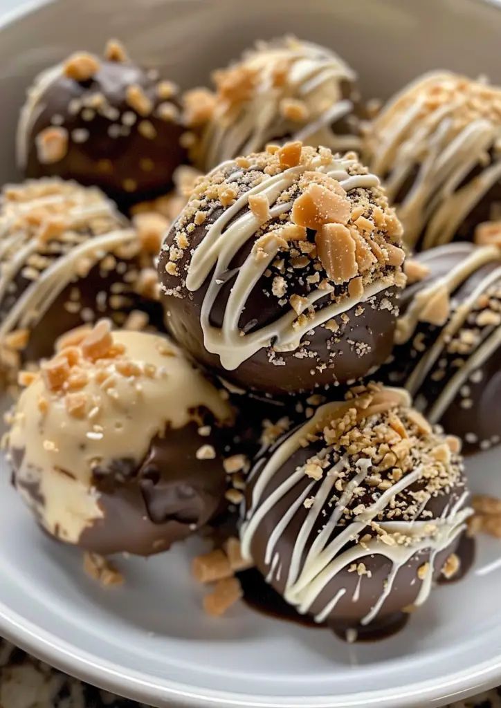 chocolate covered donuts on a white plate