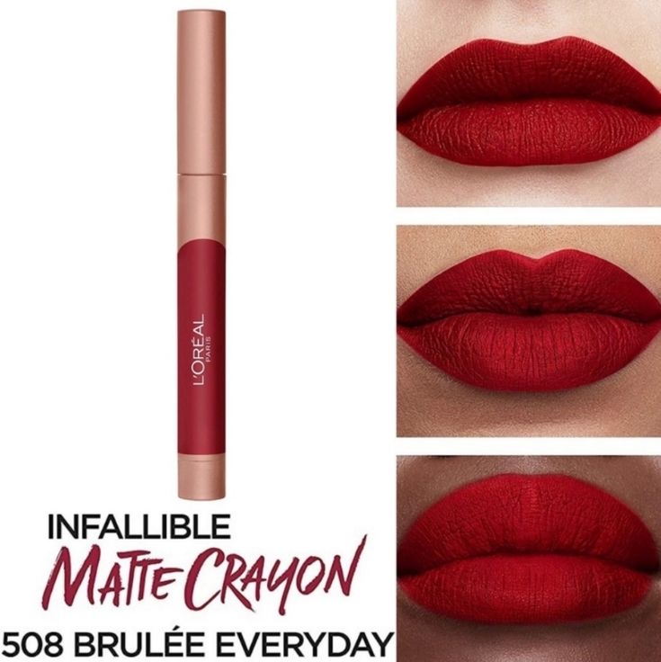 Write Your Own Rules And Make Them Last. Introducing Infallible Matte Lip Crayon, Our First Matte Lip Crayon With Lasting Wear And Saturated Color. Enhanced With A Decadent Caramel Aroma, Infallible Matte Lip Crayon Is Smudge-Resistant, With No Feathering And Comfortable Wear. The Ergonomic Mechanical Tip Provides Easy Application And One-Swipe Coverage For Color On The Go. Available In 18 Matte Shades For All Skin Tones From Bold To Everyday Wear. L'oreal Paris Infallible Matte Lip Crayon, Last Mocha Lipstick, Tom Ford Lipstick, Urban Decay Vice Lipstick, Lip Liner Set, Lip Jelly, Loreal Paris Infallible, Maybelline Color Sensational, Lip Crayon, Velvet Lipstick