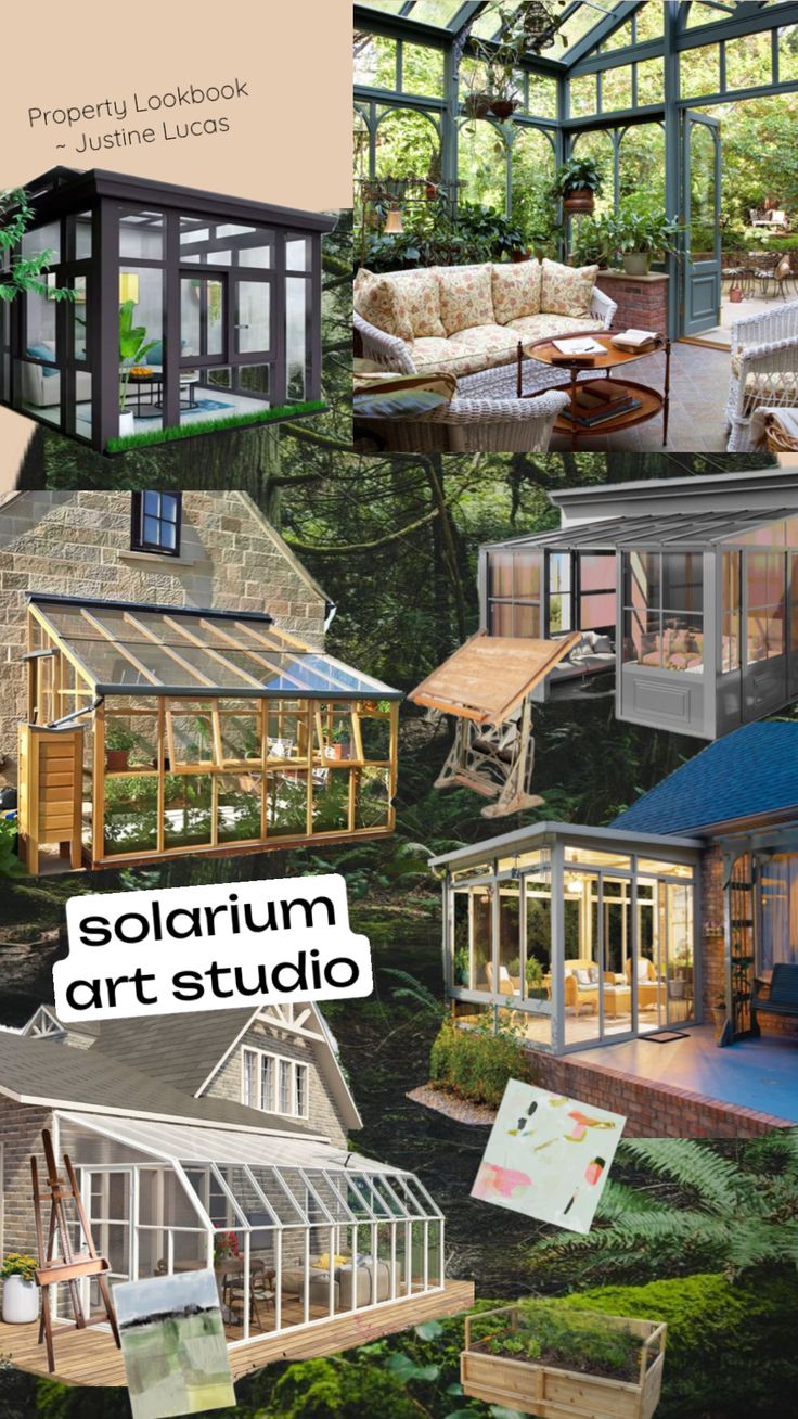 Solarium Art Studio idea by Justine Lucas 🧚✨🌲🎨 #artstudio #greenhouse #garden #solarium Greenhouse Art, Greenhouse Garden, Art Studios, Art Studio, Art